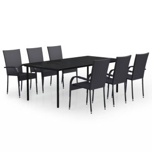 vidaXL juego de comedor para jardín 7 piezas negro