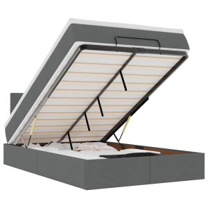 vidaXL cama otomana con colchón y LED tela gris oscuro 120x190 cm