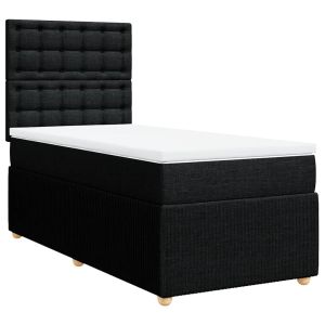 vidaXL cama box spring con colchón tela negro 100x200 cm