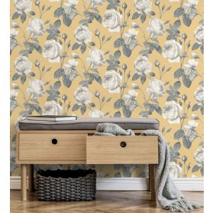 Papel pintado gaulan  lavable de flores románticas vintage  5.23m²
