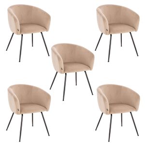 Silla de comedor de terciopelo con reposabrazos aria - lote de 5 beige