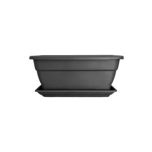 40 cm | gris | jardinera con plato incorporado para pla - jardin202
