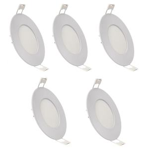 Pack x5 downlight LED empotrable 12v, 3w, luz neutra 4200k. Marco blanco
