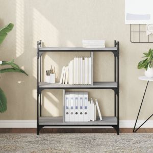Librería 3 estantes madera ingeniería gris sonoma 76x32x88 cm