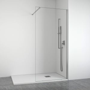 Mampara de ducha frontal fija 8 mm plata 88-90 cm bellobath