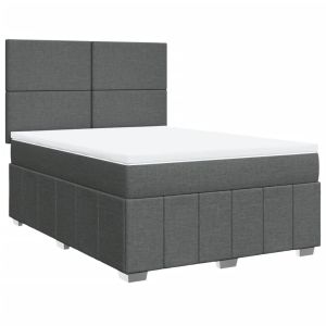 vidaXL cama box spring con colchón tela gris oscuro 140x190 cm
