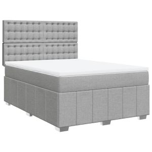 vidaXL cama box spring con colchón tela gris claro 140x190 cm