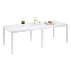 Mesa de exterior abbaviva, extensible con mecanismo central, blanca
