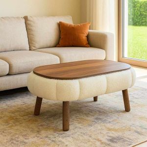Mesa baja de madera "papatya" - 98 x 68 x 45 cm - blanco