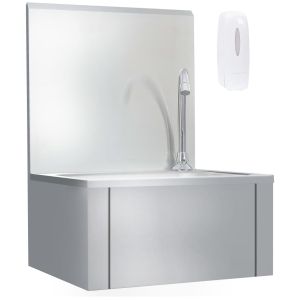 vidaXL fregadero lavamanos con grifo y dispensador de jabón acero inox
