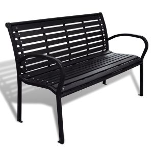 Banco de jardín acero y wpc negro 125 cm es5224