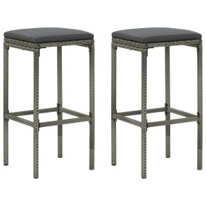 Taburetes de cocina con cojines 2 uds ratán sintético gris es4232