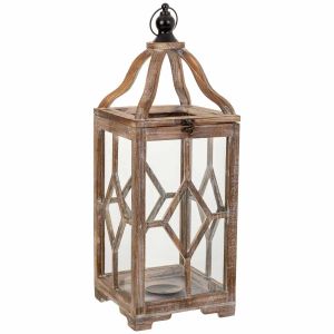 Farol de madera 21x21x60h cm
