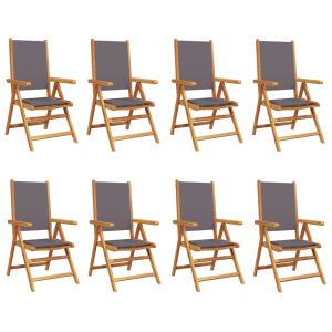 vidaXL sillas de jardín reclinables 8 uds tela madera maciza antracita
