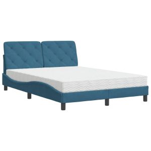 vidaXL cama con colchón azul terciopelo 120x200 cm