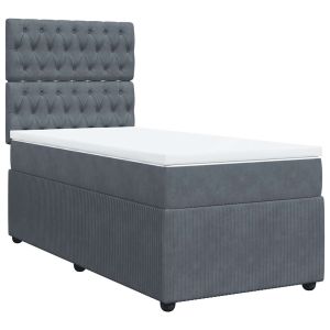 vidaXL cama box spring con colchón terciopelo gris oscuro 80x200 cm
