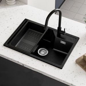 Fregadero de cocina - cecipa max - 65x45cm - granito - canasta escurridor -