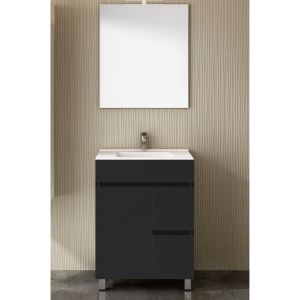 Mueble de baño isquia con lavabo y espejo 60x35cm grafito