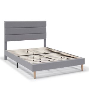 Cama tapizada aroma de 30 cm, 150x190 cm, gris claro
