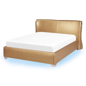 Cama LED piel paris 140 x 200 cm LED dorado