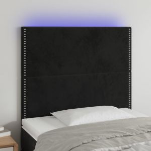 Cabecero con luces LED terciopelo negro 100x5x118/128 cm eso9604
