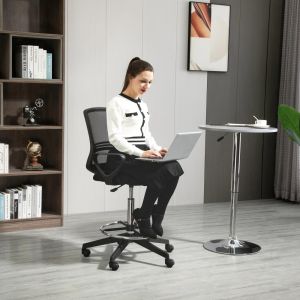 Silla oficina ergonómica plástico negro con reposapiés