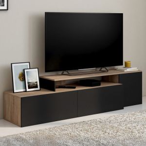 Mueble tv esquinero - madera negro - 240 cm