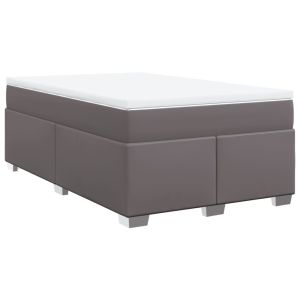 vidaXL cama box spring con colchón cuero sintético gris 120x190 cm