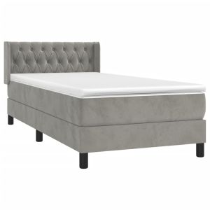 vidaXL cama box spring con colchón terciopelo gris claro 100x200 cm