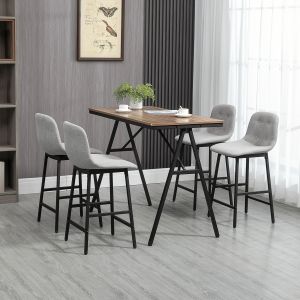 Conjunto de mesa alta con 4 taburetes marrón claro 5 piezas