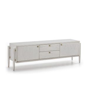 Mueble tv 160x40x50 madera mindi blanco
