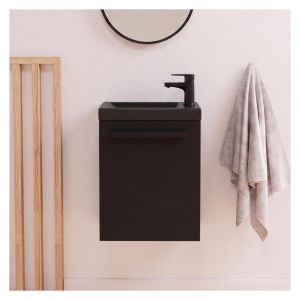 Conjunto de lavabo de pared nevada con grifo negro