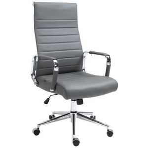 Silla de oficina acolchada - cuero - gris