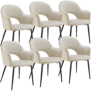 6 sillas de comedor aspecto terciopelo 57 x 61,5 x 87,5 cm crema