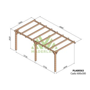 Pérgola de madera laminada adosada - cádiz ad. 600x300cm (maderland)