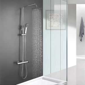 Kibath columna extralarga monomando vera cuadrada de 100-150 cm cromo