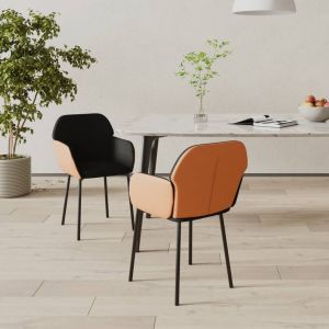 Sillas de comedor 2 unidades cuero sintético y tela negro qweo7024