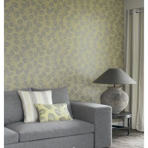 Papel pintado gaulan de hojas verdes dibujadas de árboles con 5.33m²