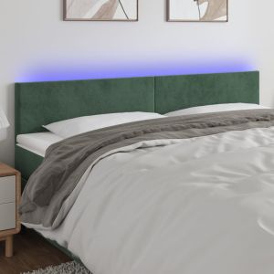 Cabecero con LED de terciopelo verde oscuro 200x5x78/88 cm eso7753