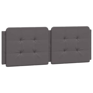 vidaXL cabecero de cama acolchado cuero sintético gris 140 cm