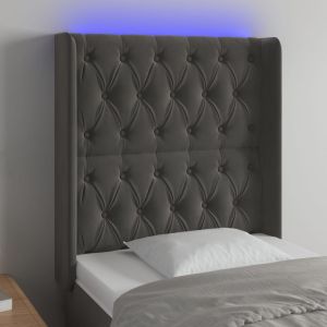 Cabecero con LED de terciopelo gris oscuro 83x16x118/128 cm eso9130