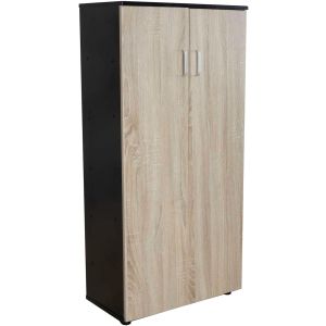 Zapatero librería de dos puertas 60x24,5x124 (taupe/negro)