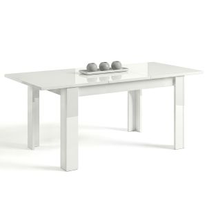 Mesa de comedor extensible 140-190x90 cm sira blanco brillo