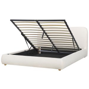 Cama con almacenaje blagnac bouclé blanco crema 160 x 200 cm