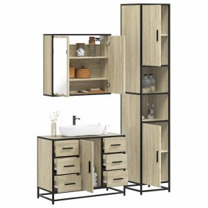 Set de muebles de baño 3 pzas madera contrachapada roble sonoma esb8272