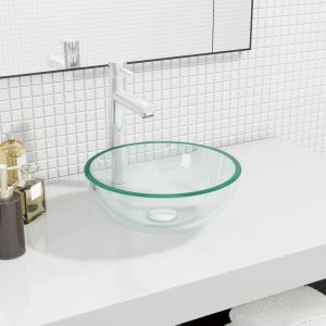 Lavabo de vidrio templado transparente 30x12 cm es3169
