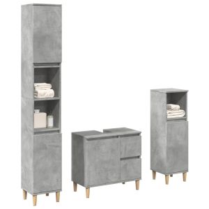 Set muebles de baño 2 piezas madera contrachapada gris hormigón esb4139