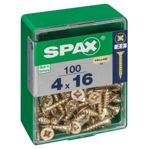 Caja 100 unid. Tornillo madera cabeza plana yellox 4,0x16mm