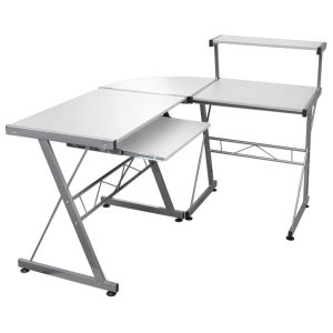 vidaXL escritorio de esquina madera contrachapada blanco 132x112x99 cm