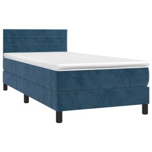 vidaXL cama box spring con colchón terciopelo azul oscuro 80x200 cm